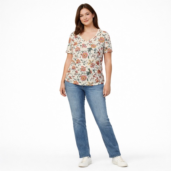 Old Navy Tops - Old Navy Luxe Floral V Neck Short Sleeve Top Size L